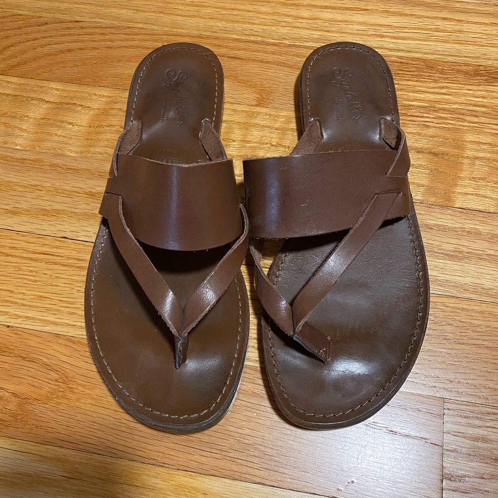 Seychelles women sandals, brown leather, Made in Italy, size 7